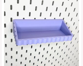 Large Angled Scallop Tray for IKEA Skadis Pegboard – Sloped Organizer with Brackets