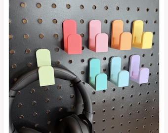 Headphone Hook - 11 Color Options - 1/4” Hole Pegboard Multipurpose Organization Accessories