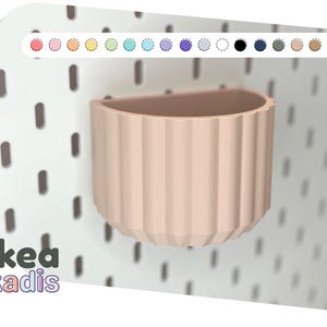 Medium Scalloped Container for Ikea Skadis Pegboard – Modern 3D Printed Cup in 16 Colors