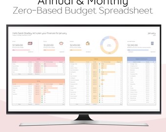 Hoja de cálculo de presupuesto base cero para Excel / Seguimiento financiero mensual y anual (descarga digital)