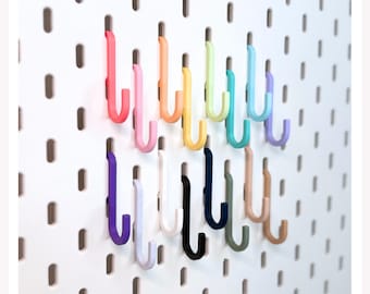 Ganchos en forma de S (paquete de 8) - 18 opciones de colores - Accesorios multiusos para tableros perforados Ikea Skadis
