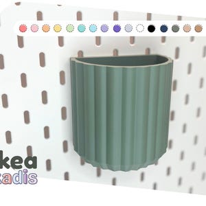 Large Scalloped Container for Ikea Skadis Pegboard – Modern 3D Printed Cup in 16 Colors