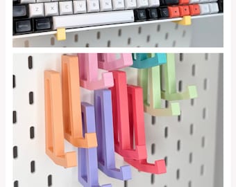 Keyboard Display Hooks for Ikea Skadis Pegboard - Set of 2 - Signature Colors - 3D Printed