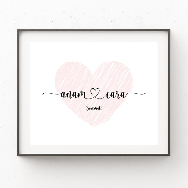 Anam Cara Heart Gaelic Soulmate/Soul friend | Digital Download Printable Art Work For Your Home | Friends Print