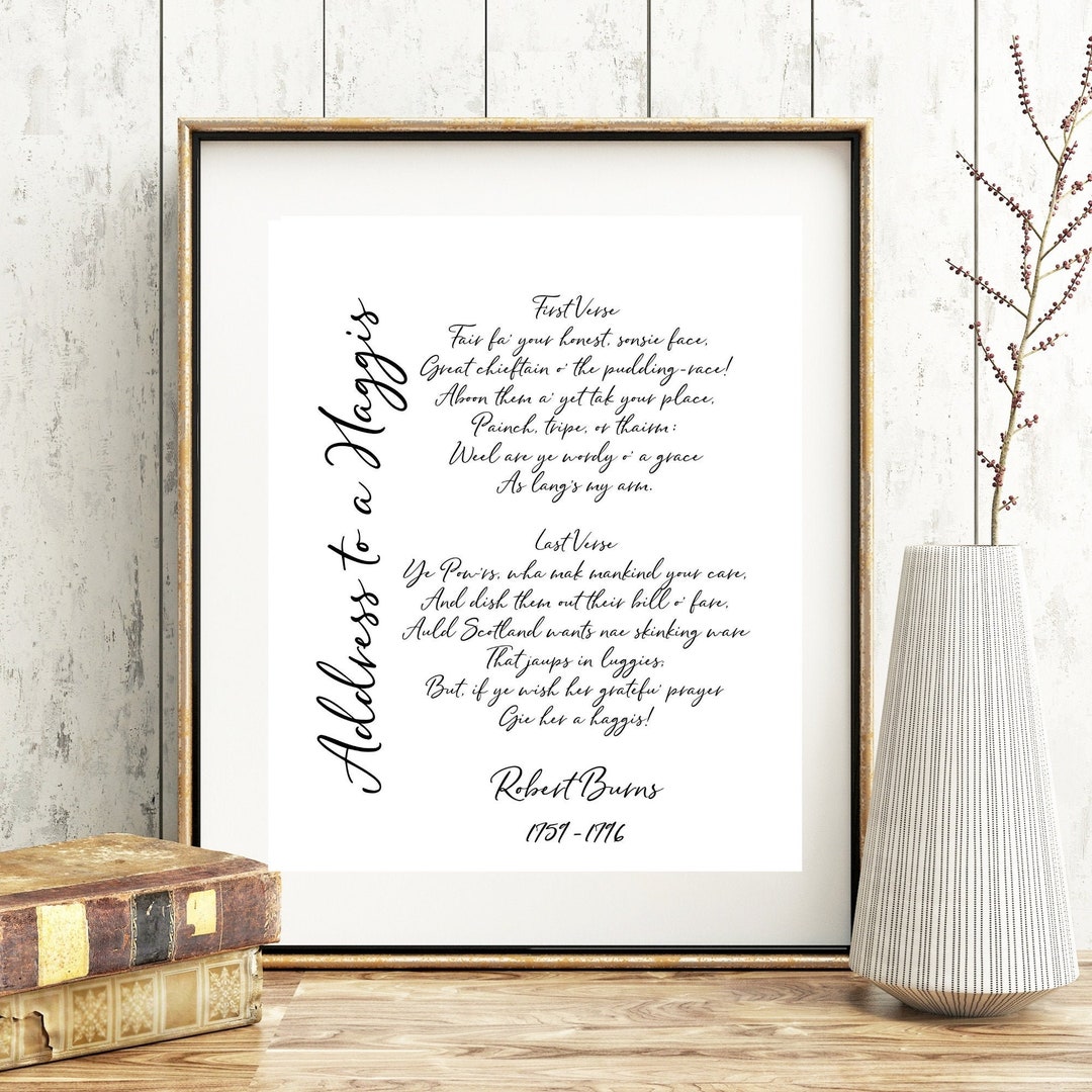 Address to a Haggis Scottish Poem / Robert Burns / Digital Download Printable Art Work for Your