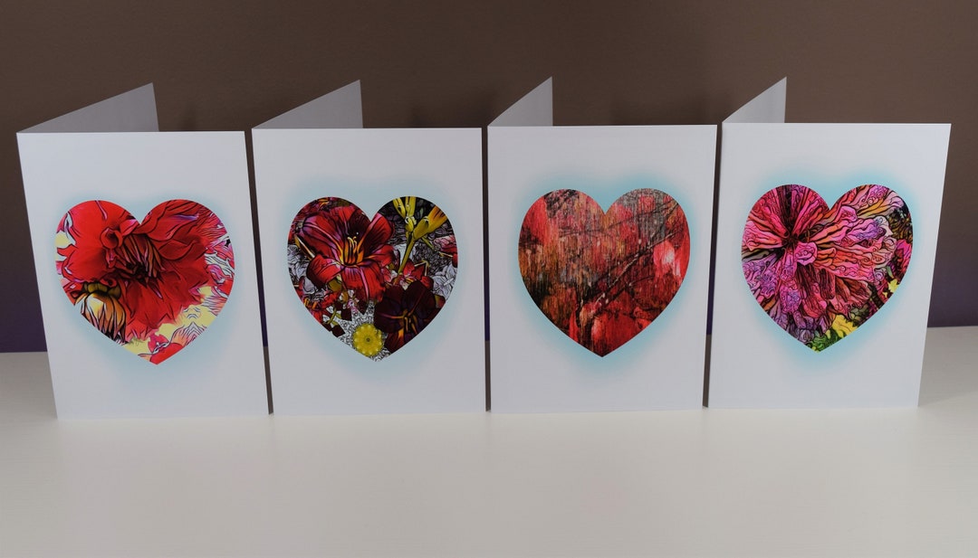 Floral Heart Card Set, Blank Greeting Cards With Envelopes, Send a Love ...