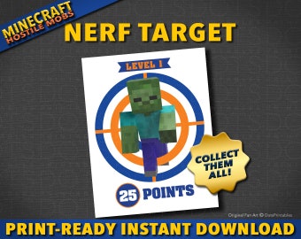 nerf party target minecraft husk 8 5 x 11 etsy