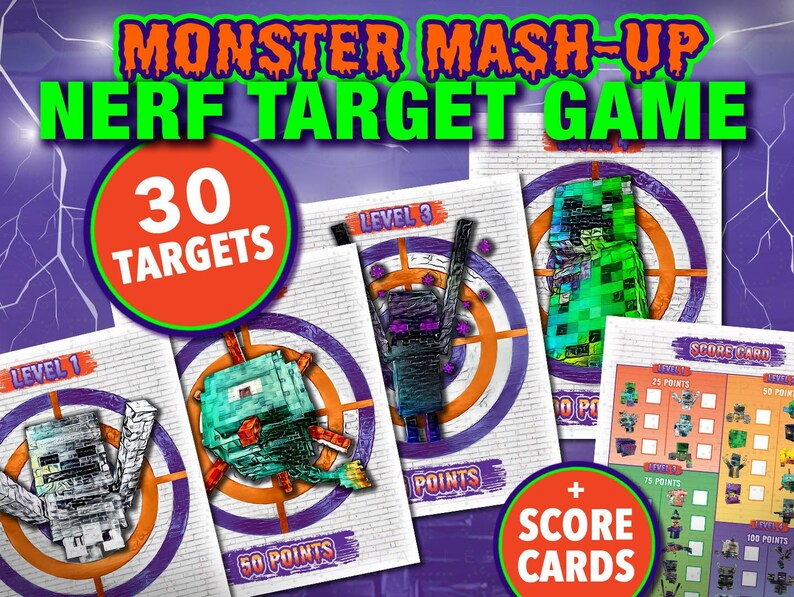 kids nerf party game nerf war monster mash up 30 etsy