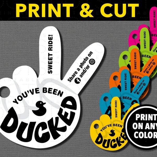 You've Been Ducked Tags. Download Printable JPG and PDF. Includes svg and png cut files for Cricut machines. Peace Sign Wave Shape Cut-out.