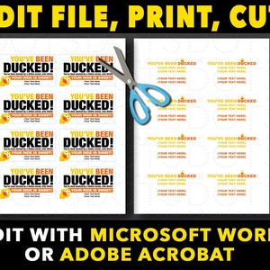 You've Been Ducked Duck Duck Tags. Download EASY Word Templates, or Digital Fill-in PDF Forms (both included).  + SVG cut file for Cricut.