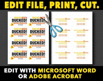 You&#39;ve Been Ducked Duck Duck Tags. Download EASY Word Templates, or Digital Fill-in PDF Forms (both included).  + SVG cut file for Cricut.