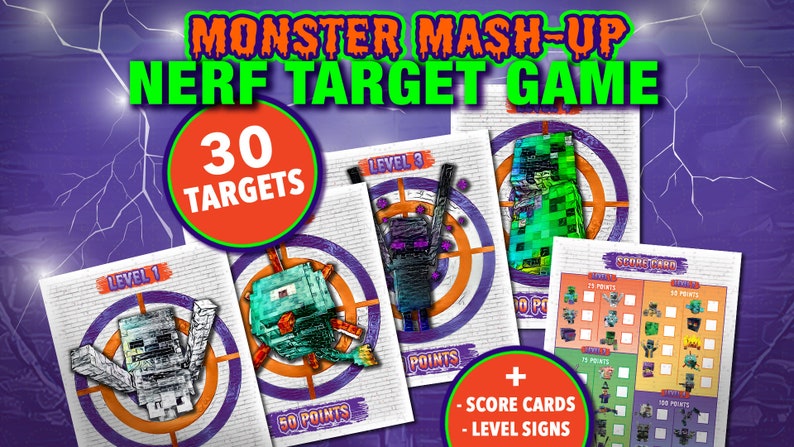kids nerf party game nerf war monster mash up 30 etsy