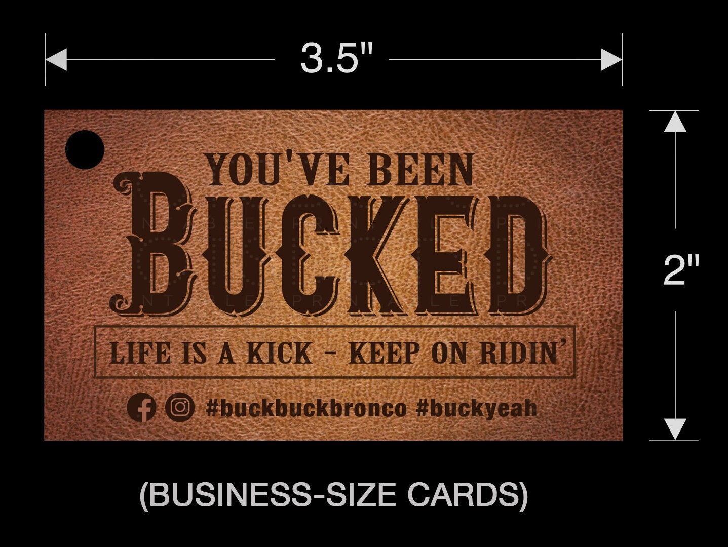 Buck Buck Bronco Tags You've Been Bucked 3.5 X 2 business Card Size