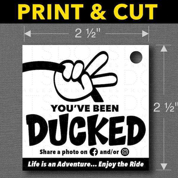 You've Been Ducked Duck Tags / Ducking Tags / Tags for Ducking. Black / White Wave. PDF & JPG files (plus svg and png cut files for Cricut).