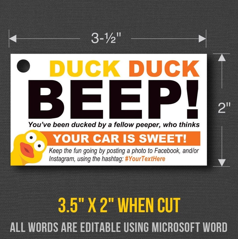 Editable &amp; Printable Duck Duck Tags for Ducks Instant - Etsy