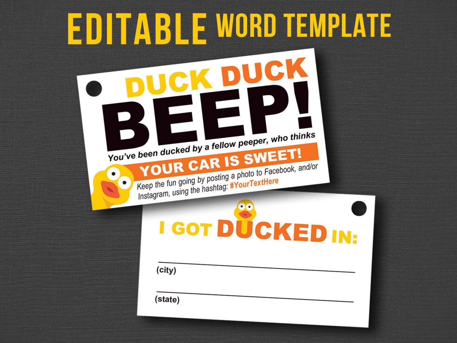 Editable & Printable Duck Duck Tags / Ducking Tags Etsy