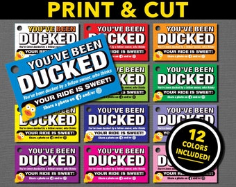 You've Been Ducked Duck Tags - 12 Colors Included. Download Printable PDF and JPG files (plus svg and png cut files for Cricut machines).