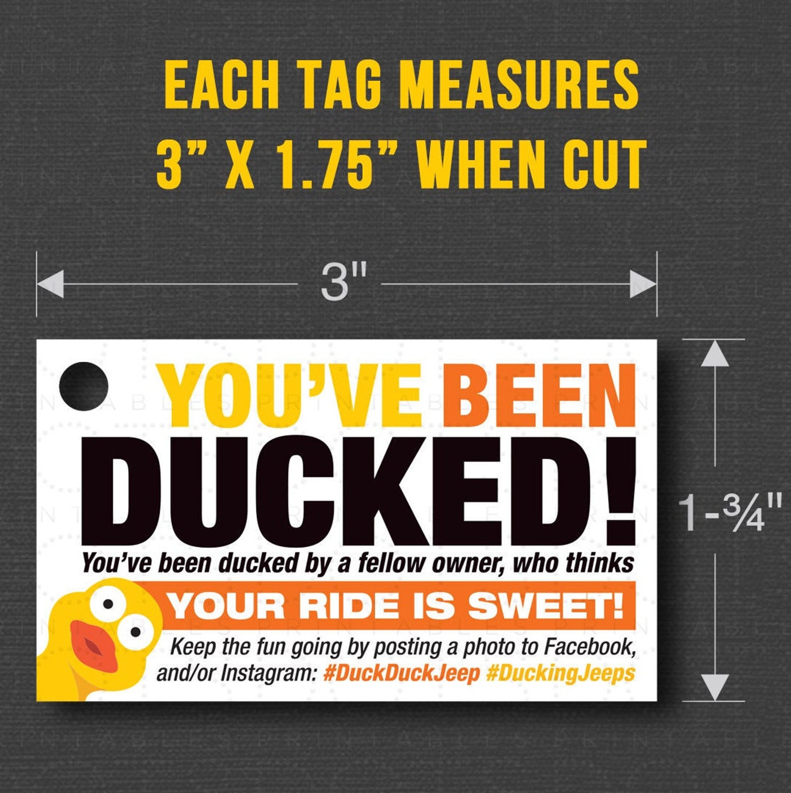 Printable Duck Duck Tags / Ducking Tags for Jeep Owners | Etsy