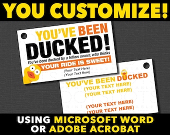 You&#39;ve Been Ducked Duck Duck Tags. Download EASY Word Templates, or Digital Fill-in PDF Forms (both included).  + SVG cut file for Cricut.