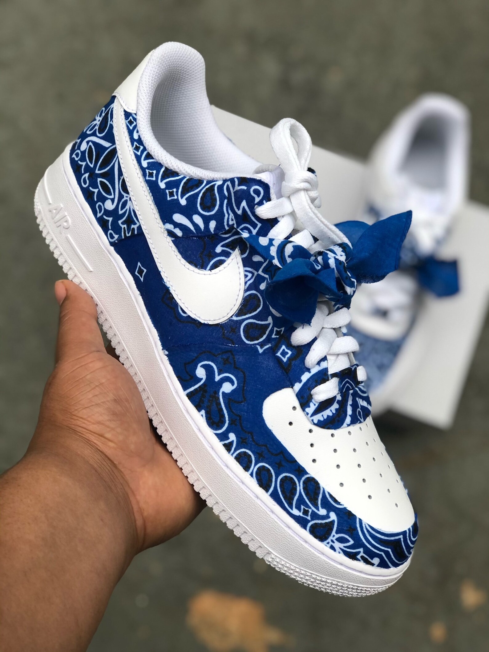 Custom Blue Bandana AF1 | Etsy