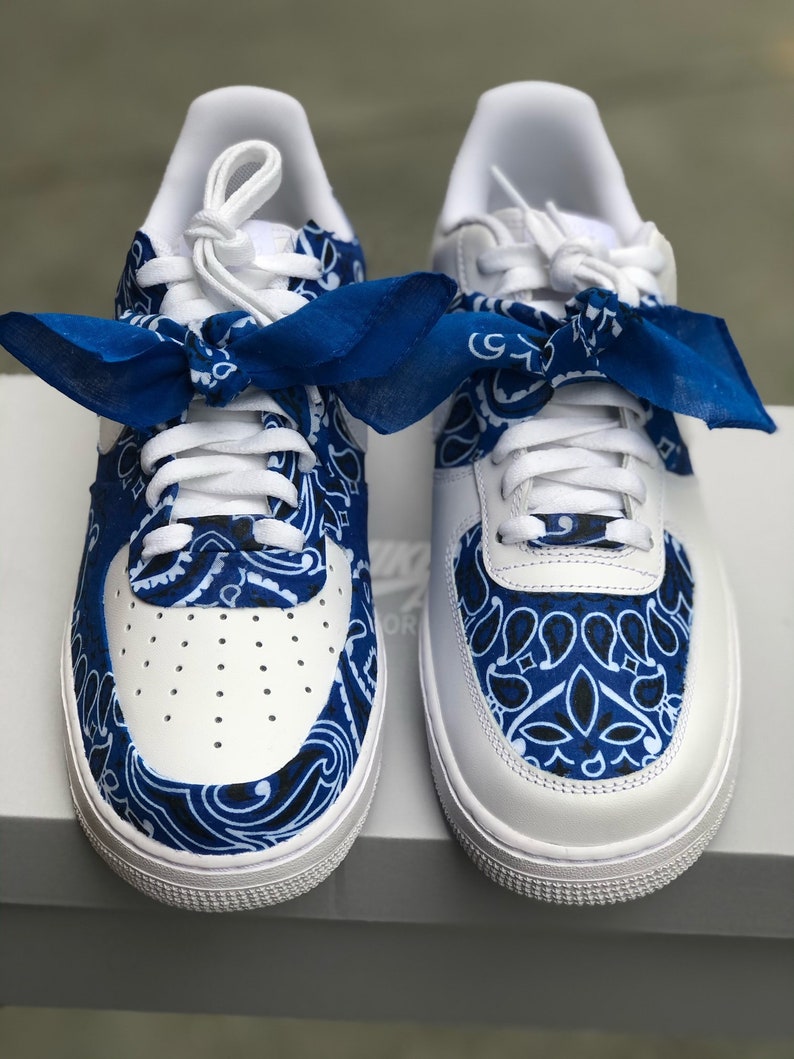 Custom Blue Bandana AF1 | Etsy