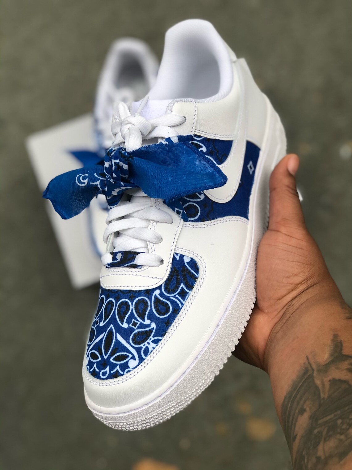 custom af1 blue bandana