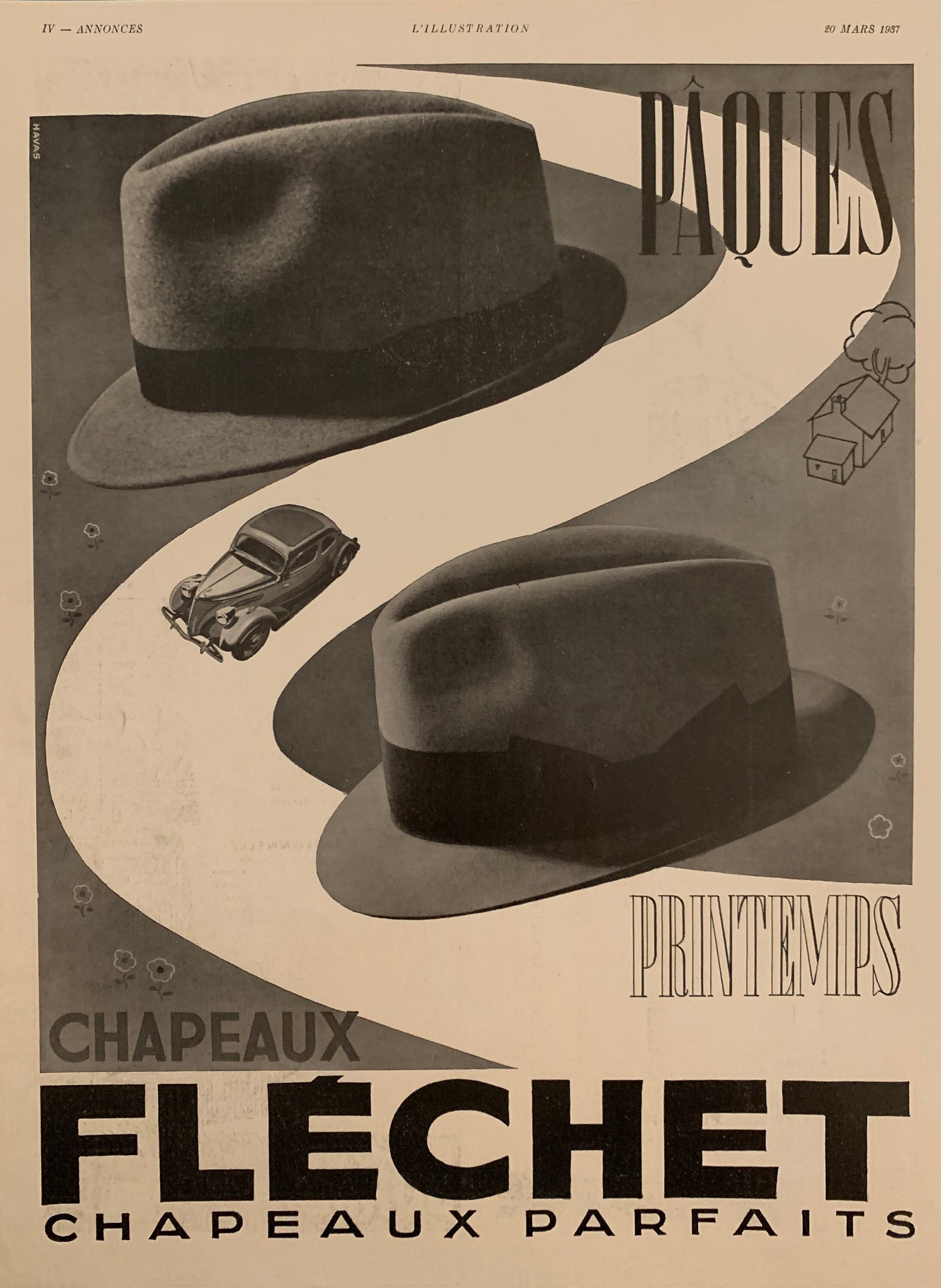 Vintage Magazine Ad Flechet Chapeaux 