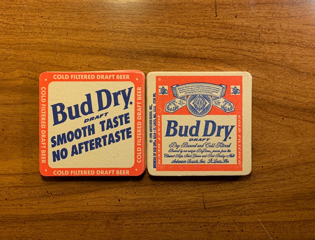 Vintage Budweiser, Bud Dry, Beer, Coasters 1990 Lot of 12 Man Cave Etsy