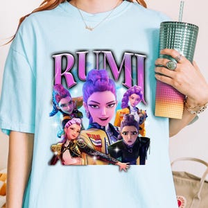 Rumi Comfort Color Tee,K-Pop Demon Hunters T-Shirt,Huntrix Tee,Kpop idol group shirt,Mira,Rumi, Zoey,Huntrix fan,kpop fan,K-Pop demon Hunter