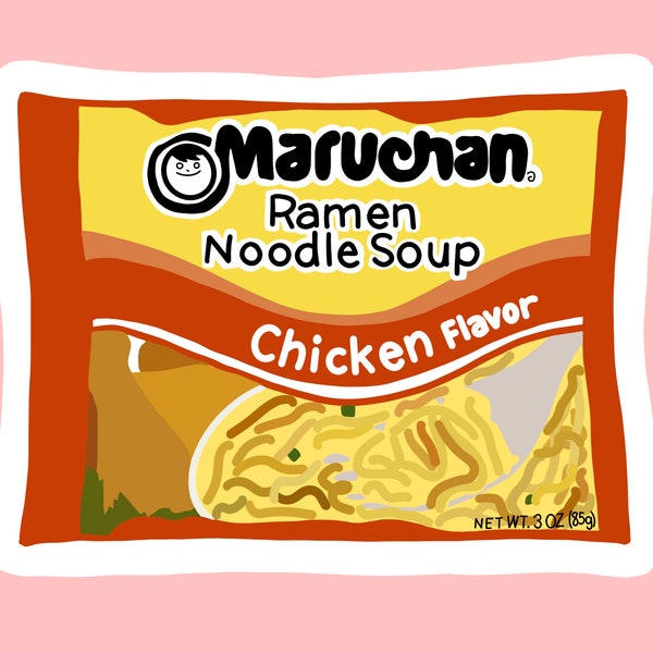Chicken Ramen- Vinyl and Waterproof Sticker- Ramen- Sticker- Asian Noddle- Ramen Noodles- Chicken- Ramen Sticker