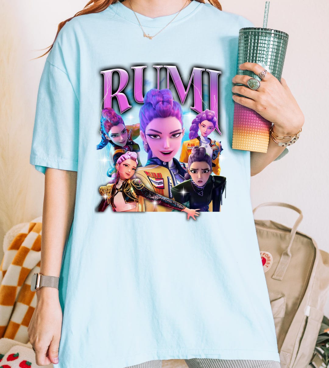 T-shirt Enfant Kpop Demon Hunters - Huntrix Rumi Chibi Boxes - 100% Coton, Coupe Classique - Pour Enfants 3-13 Ans