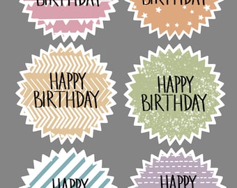 Happy Birthday Stickers- Vinyl and Waterproof Stickers- Happy Birthday- Happy Birthday Cards- Stickers for cards- Birthdays