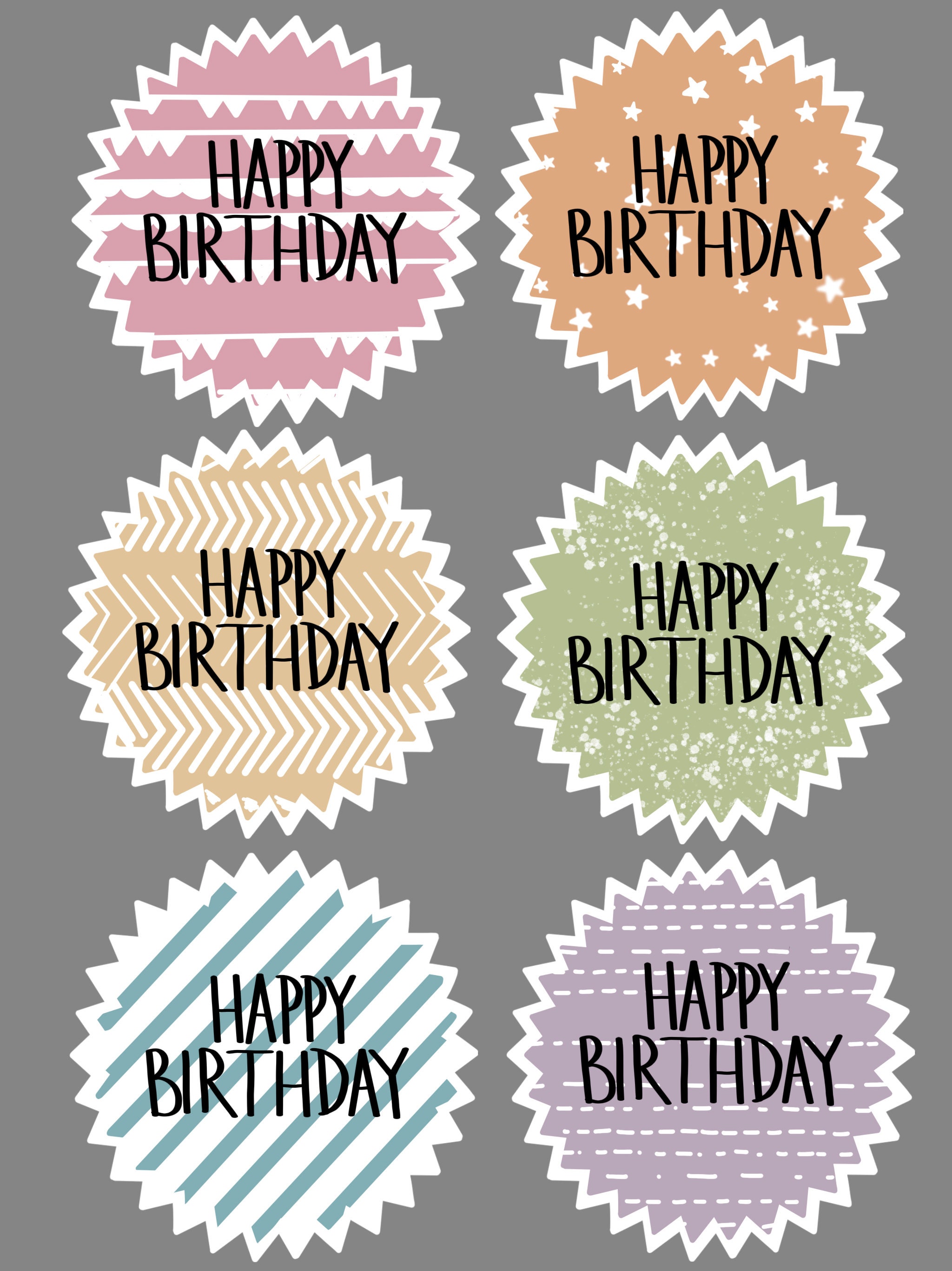 Happy Birthday Stickers Happy Birthday Happy Birthday Cards | Etsy