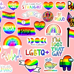 Paquete de pegatinas del Orgullo LGBTQ+- Vinilo e impermeable- Paquete de pegatinas del Orgullo- Pegatinas arco iris- LGBTQ+- Orgullo- Elige cuántas pegatinas quieres