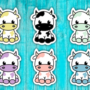 Cute Kawaii Cow Sticker- Cows, Cute Cow ,Waterproof Sticker, Water Bottle Sticker, Aesthetic Sticker, Cute Trendy Sticker, Die Cut Sticker,