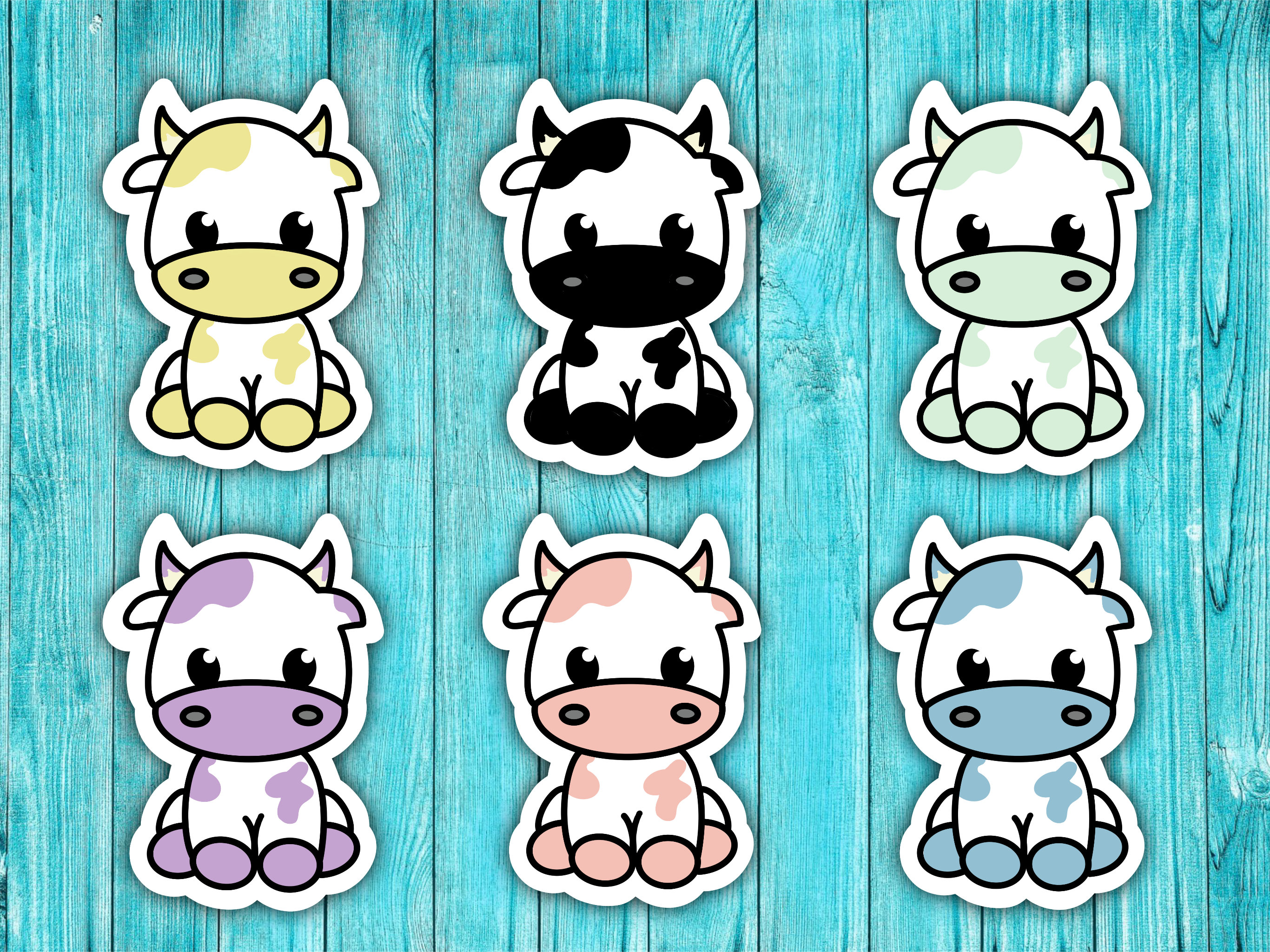 Cow Sticker Cut Out Cute Kawaii Cow Sticker- Cows, Cute Cow ,waterproof Sticker, Water ...