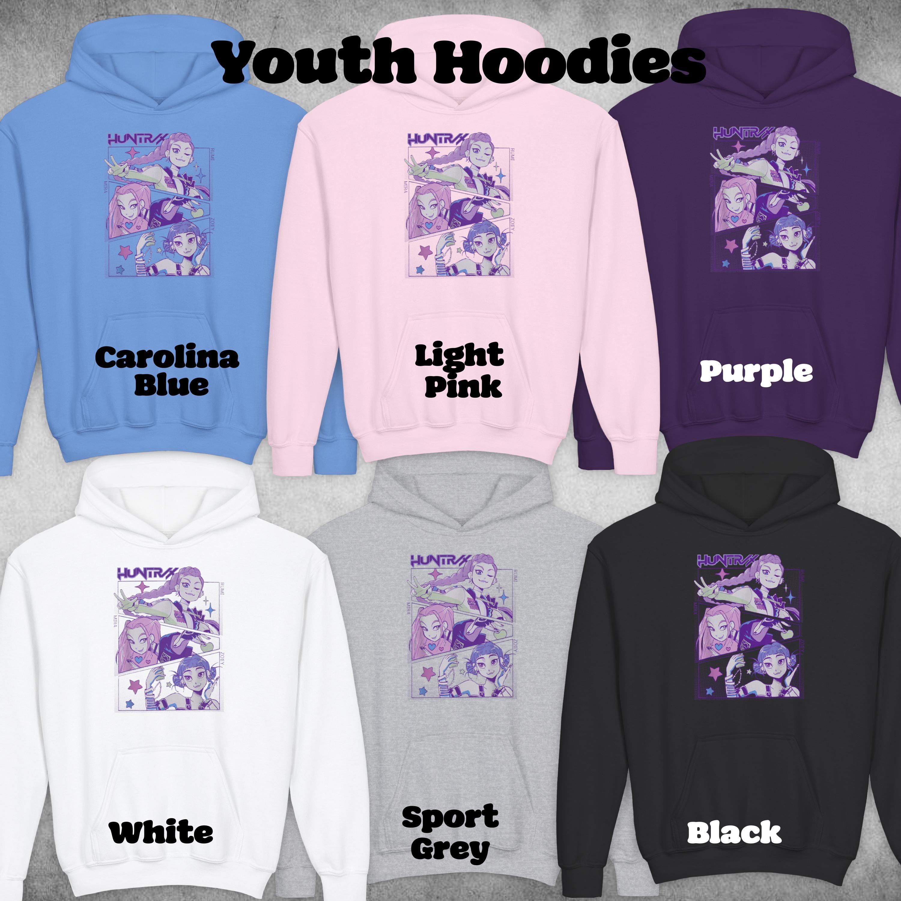 Sweat à Capuche K-Pop Demon Hunters - Imprimé Personnages Rumi, Mira, Zoey - Polyester Doux - Style Streetwear