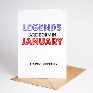 Lustige Januar geboren Geburtstagskarte Legenden Bruder Schwester Bester Freund BC052