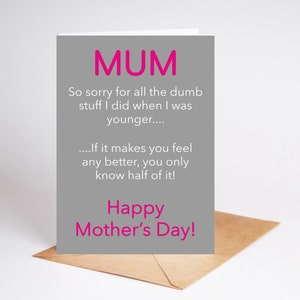 Funny Mothers Day Card Mum Mother Rude Card BC733