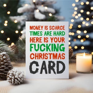 Lustige Weihnachtskarte Rude Card Geld ist knapp Bruder Schwester BC256