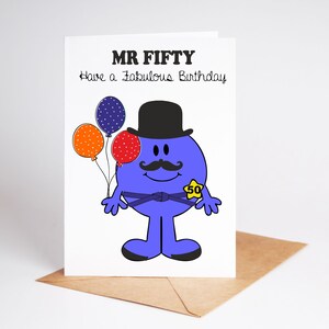 Divertente biglietto di auguri per il 50° compleanno Mr Fifty Biglietto carino BC295