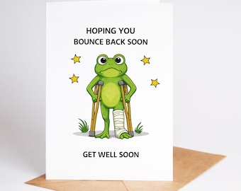 Funny Get Well Soon Card Hopping Frog Bouncing Back BC1626