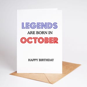 Lustige Oktober geboren Geburtstagskarte Legenden Bruder Schwester Bester Freund BC085