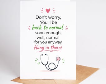Funny Get Well Soon Card After Operation Hospital Stay BC597