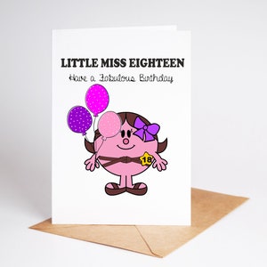 Jolie carte d'anniversaire pour 18 ans Little Miss, 18 ans, meilleure amie, carte drôle BC196
