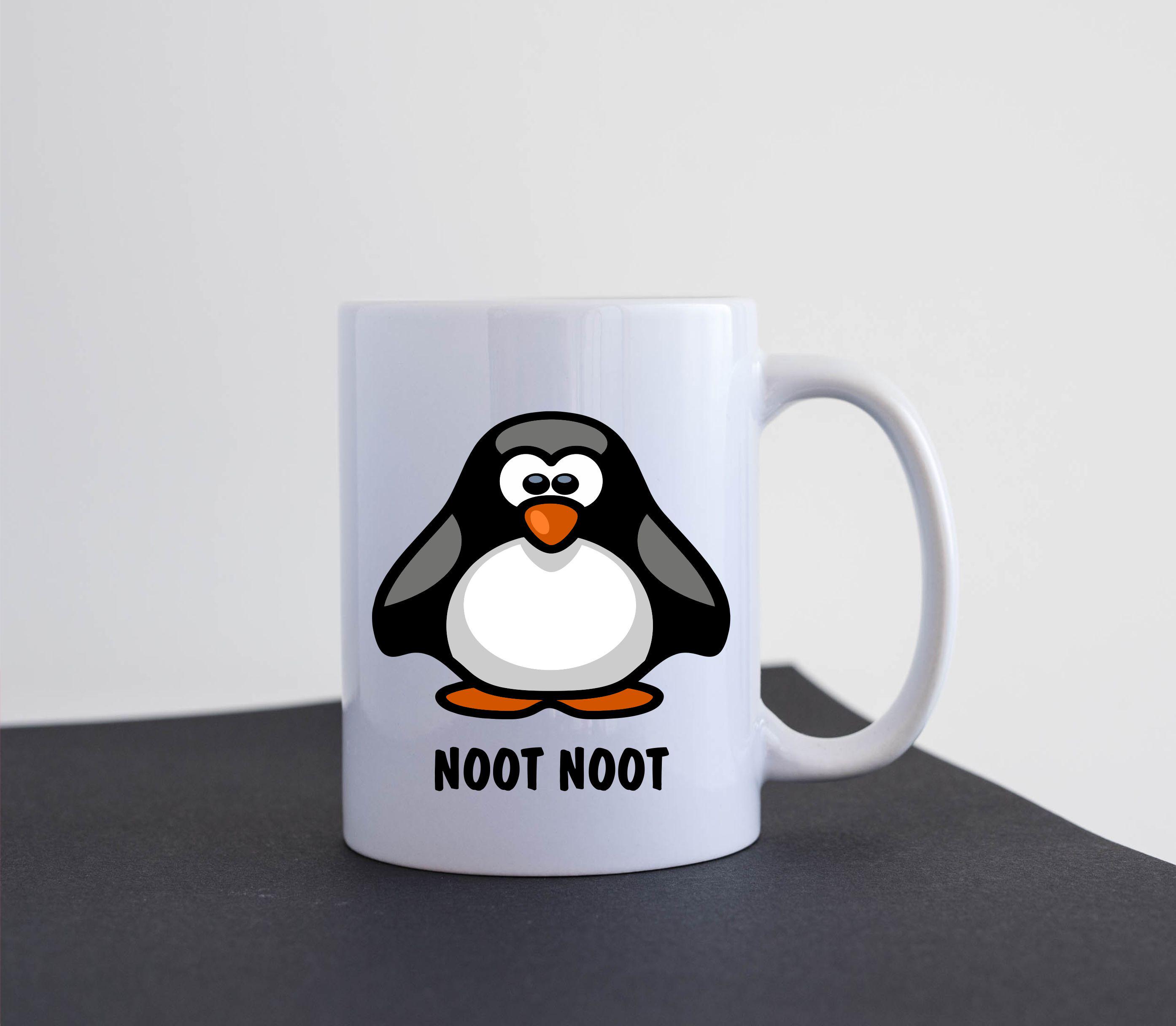 GR8Shop Noot Noot Penguin Mother pingu Bianco tazza di caffè con Nero Rim & Handle Mug