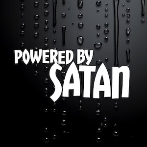 Grappige autosticker Caravansticker 4X4 Rude Prank Sticker Powered By Satan W085