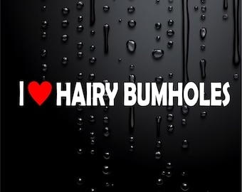 Funny Car Sticker Caravan Sticker 4X4 Rude Prank Sticker I Love Hairy Bum W076