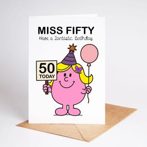 Cartão de aniversário da Srta. Cinquenta, 50º aniversário, melhor amiga, menina e filha BC198