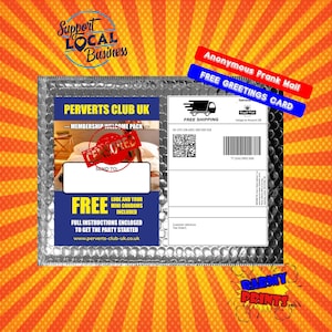 Perverts Club UK Gratis kaart Prank Mail per post Volwassen Humor April Fools P002